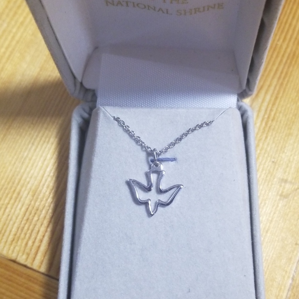 Sterling silver pierced dove necklace